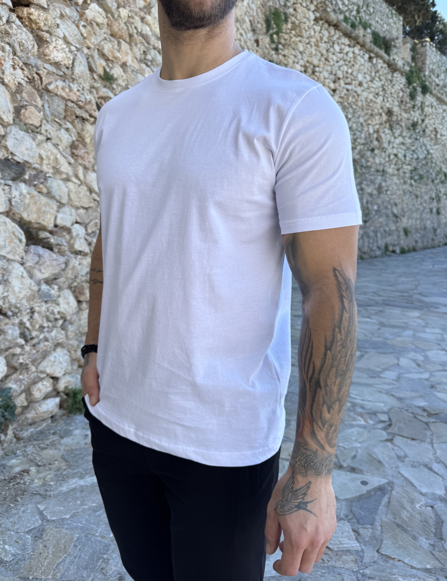 Ανδρική λευκή κοντομάνικη μπλούζα R260332W φωτογραφία